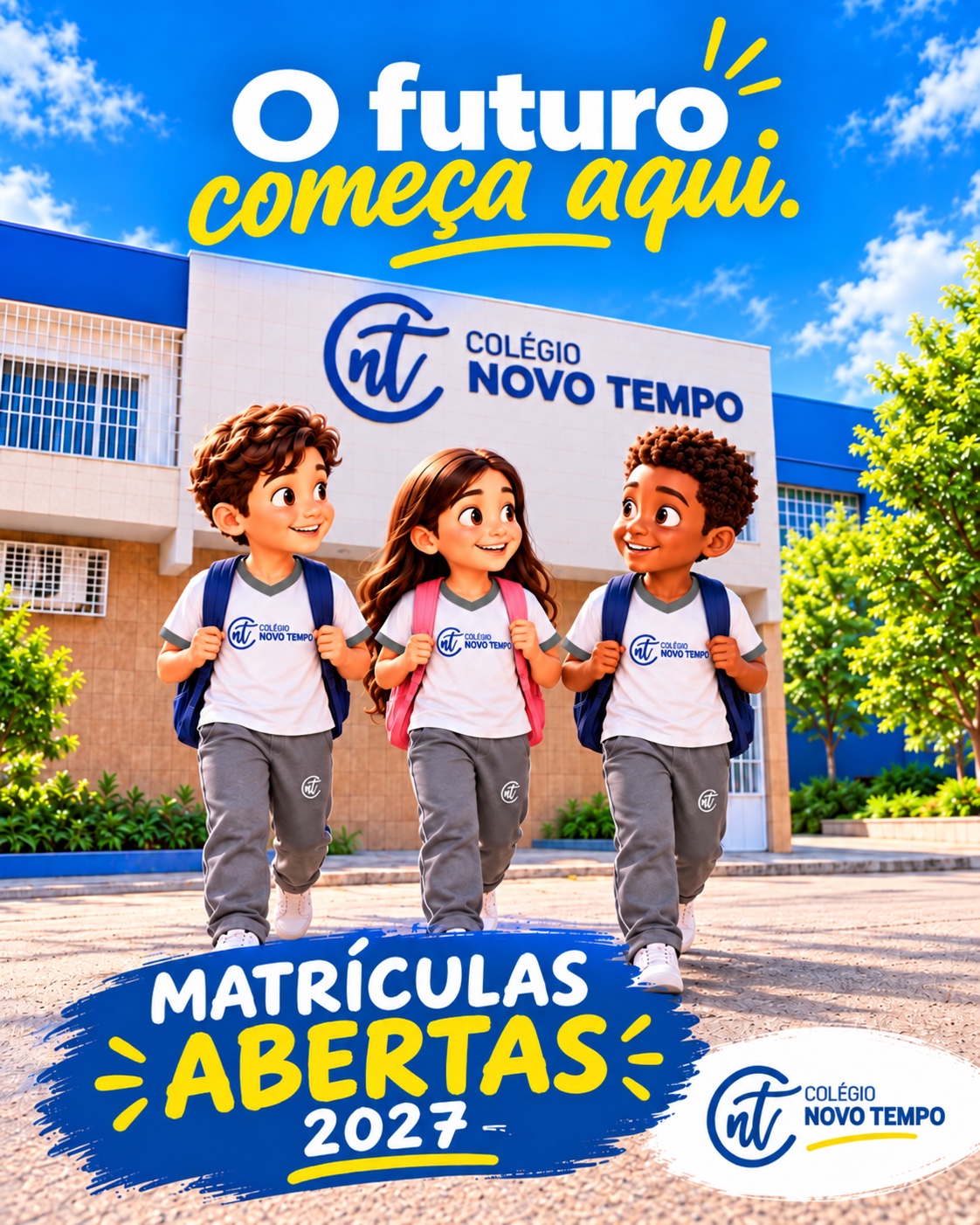 Colégio Novo Tempo: o futuro começa aqui. Matrículas abertas para 2027.